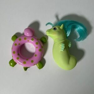 Vintage 80s Hasbro My Little Pony G1 Baby Sea Pony Sea Shimmer & Turtle Float(O2